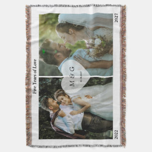 Custom Photo with Monogram and Date Symbol of Love Throw Blanket