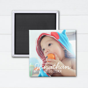 Custom Photo with Name and Date Magnet