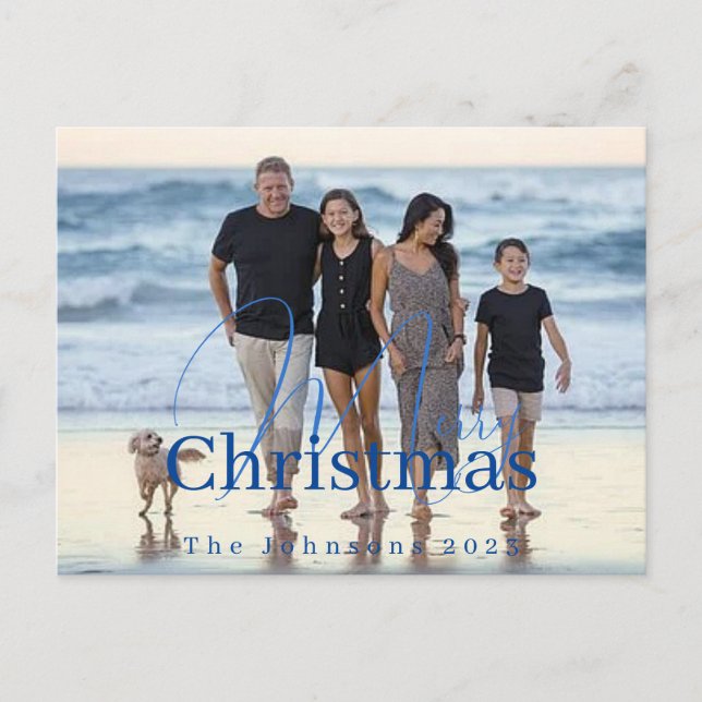 Custom photo with name and year Christmas Holiday Postcard (Front)