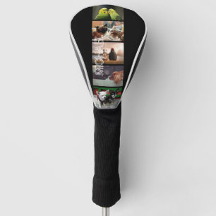 Custom photo with name collage 5 black golf head cover