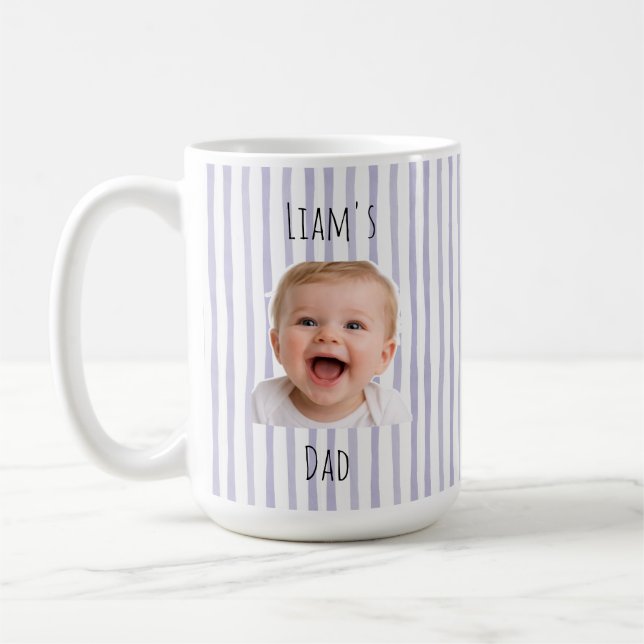 Custom Photo With Purple Stripes Mug For Dad (Left)