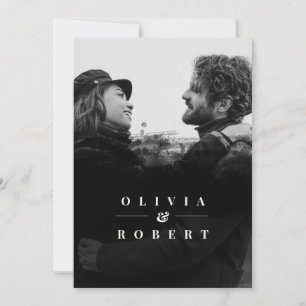 Custom Photo with Stylish Black Abstract Wedding Invitation