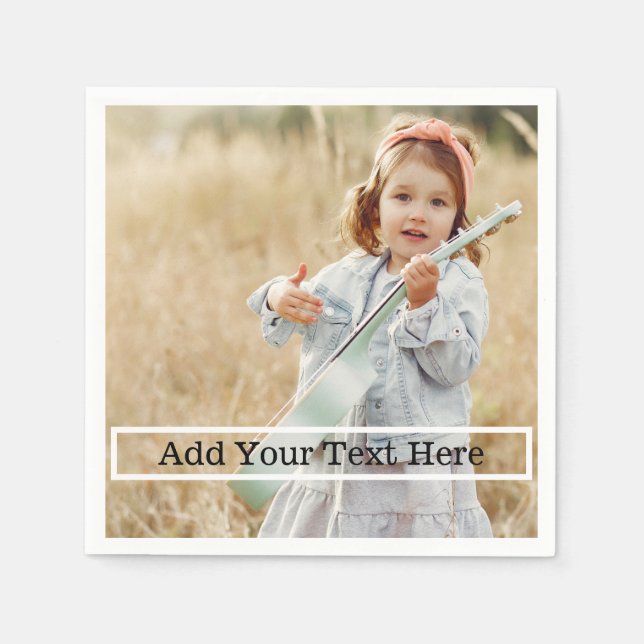 Custom Photo With Text Napkin (Front)