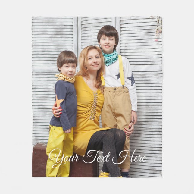 Custom Photo with Text Personalised Design Gift  Fleece Blanket (Front)