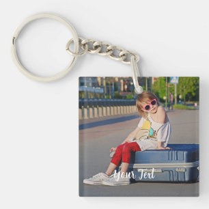 Custom Photo with Text Personalised Keychain
