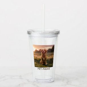 Custom Photo With Your Pet Dog Name Picture On Acrylic Tumbler