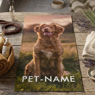 Custom Photo With Your Pet Dog Name Picture On Bath Towel