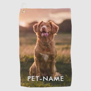 Custom Photo With Your Pet Dog Name Picture On Golf Towel