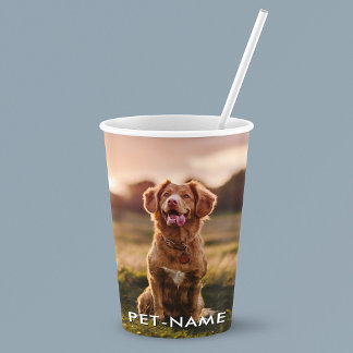 Custom Photo With Your Pet Dog Name Picture On Paper Cups