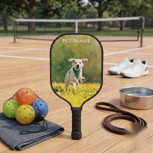 Custom Photo With Your Pet Dog Name Picture On Pickleball Paddle