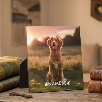 Custom Photo With Your Pet Dog Name Picture On Plaque