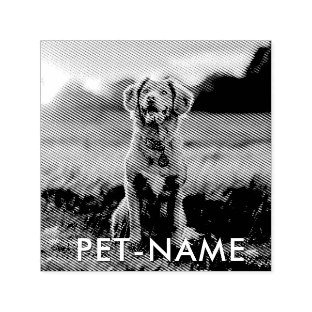 Custom Photo With Your Pet Dog Name Picture On Self-inking Stamp (Design)