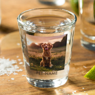 Custom Photo With Your Pet Dog Name Picture On Shot Glass