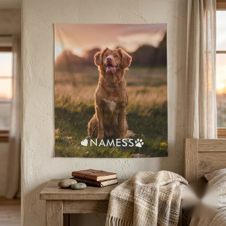 Custom Photo With Your Pet Dog Name Picture On Tapestry