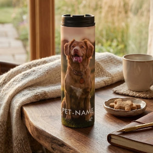 Custom Photo With Your Pet Dog Name Picture On Thermal Tumbler