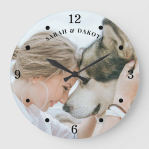 Custom Photo Woman Dog Large Clock