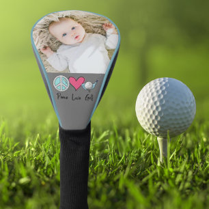Custom Photo Woman Grandma Mum Peace Love Golf  Head Cover