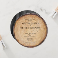 Custom photo wood tree stump barn wedding