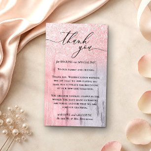 Custom Photo Wooden Glitz Sparkle Pink Thank You Enclosure Card