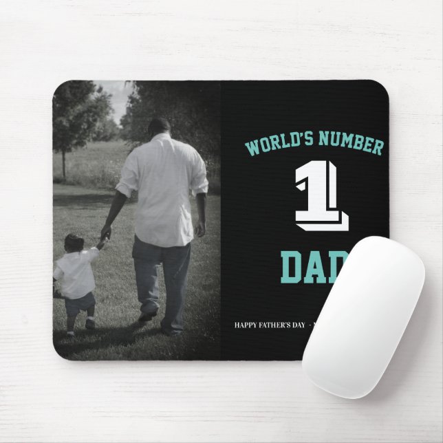 Custom Photo World’s Number One Dad Father’s Day Mouse Pad (With Mouse)