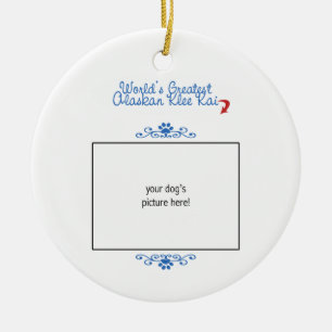 Custom Photo! Worlds Greatest Alaskan Klee Kai Ceramic Tree Decoration