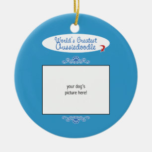 Custom Photo! Worlds Greatest Aussiedoodle Ceramic Tree Decoration
