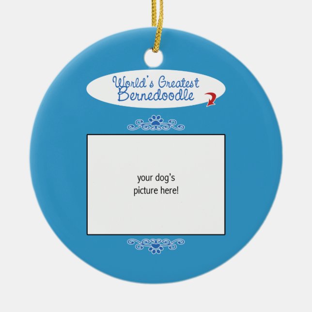 Custom Photo! Worlds Greatest Bernedoodle Ceramic Tree Decoration (Front)