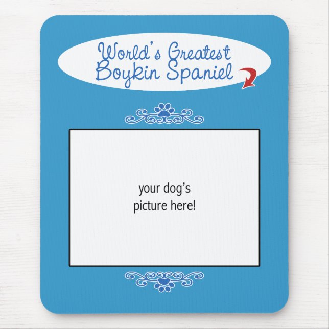 Custom Photo! Worlds Greatest Boykin Spaniel Mouse Pad (Front)