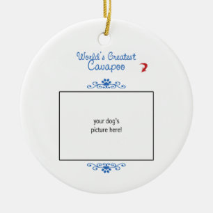 Custom Photo! Worlds Greatest Cavapoo Ceramic Tree Decoration