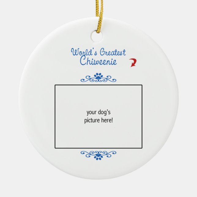 Custom Photo! Worlds Greatest Chiweenie Ceramic Tree Decoration (Front)