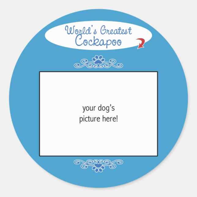 Custom Photo! Worlds Greatest Cockapoo Classic Round Sticker (Front)