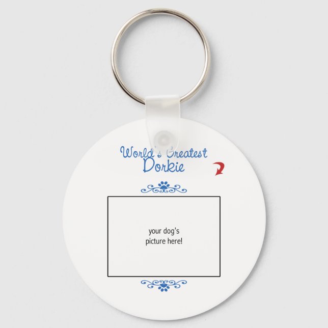 Custom Photo! Worlds Greatest Dorkie Key Ring (Front)