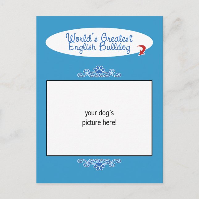 Custom Photo! Worlds Greatest English Bulldog Postcard (Front)