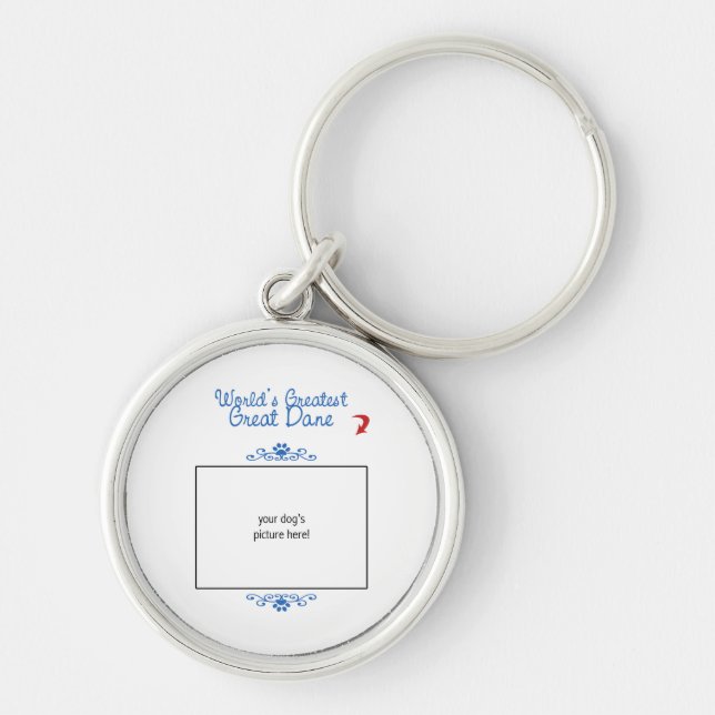 Custom Photo! Worlds Greatest Great Dane Key Ring (Front)