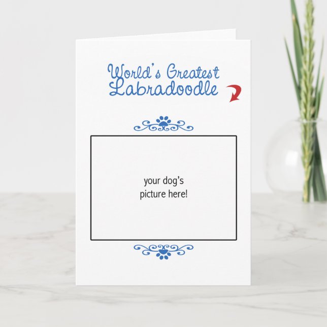 Custom Photo! Worlds Greatest Labradoodle Card (Front)