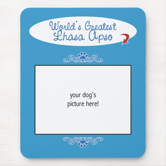 Custom Photo! Worlds Greatest Lhasa Apso Mouse Pad (Front)