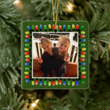 Custom Photo Xmas Lights on Green Double Sided