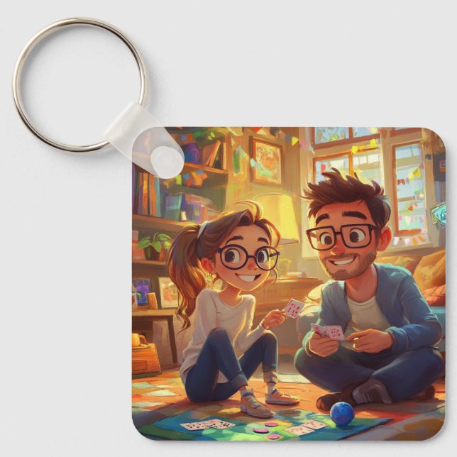 Custom Photo & Year Wedding Anniversary Couples  Key Ring (Front)