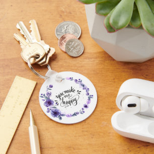 Custom Photo "You Make Me Happy" Keychain