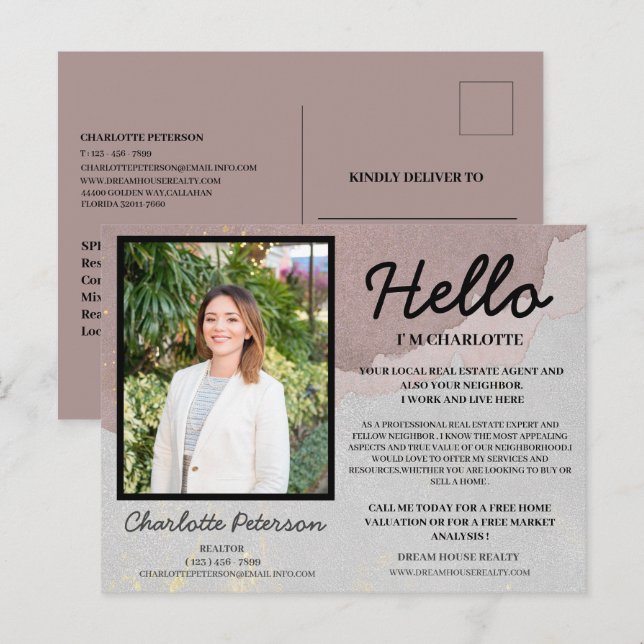 Custom Photo Your Neighbourhood Modern Real Estate Postcard (Front/Back)