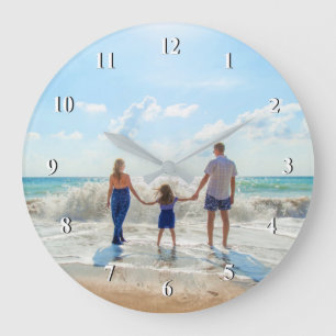 Custom Photo - Your Own Design - Summer - Family Large Clock