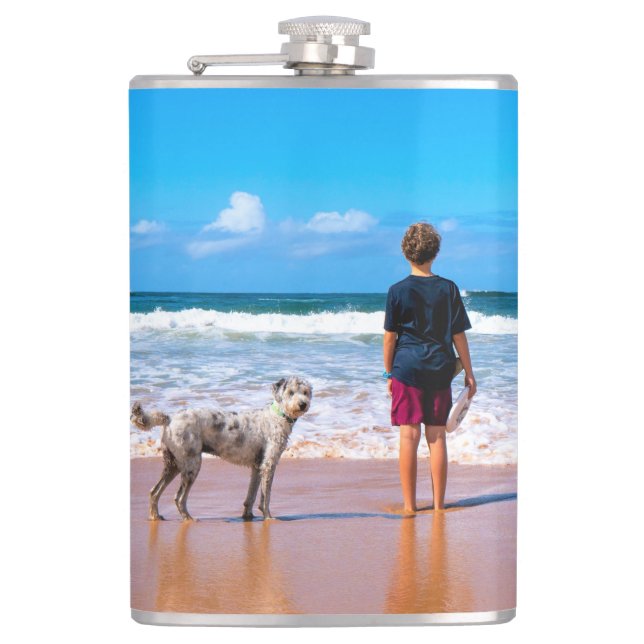 Custom Photo - Your Own Design - The Best Dog Hip Flask (Front)