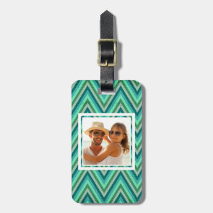 Custom Photo Zig Zag Striped Background Luggage Tag