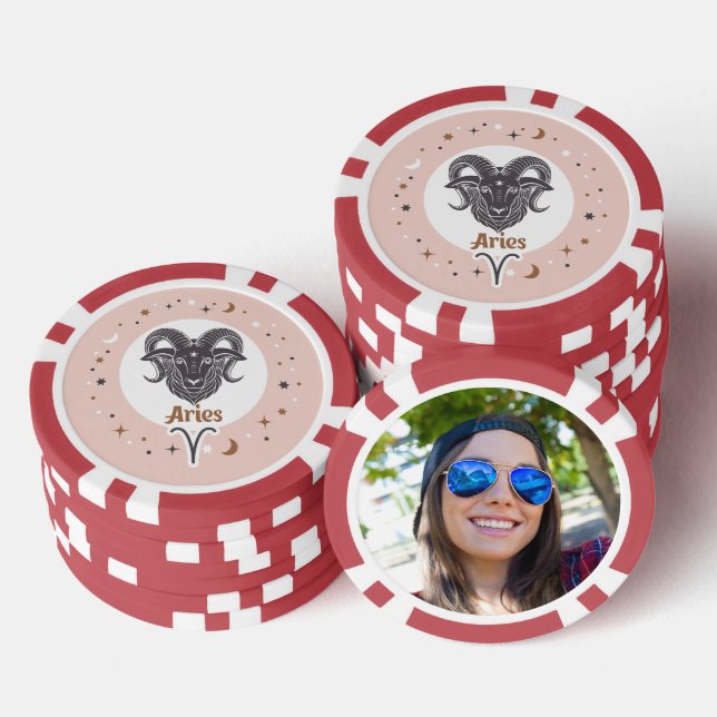 Custom Photo Zodiac Sign Aries Poker Chips (Stack)