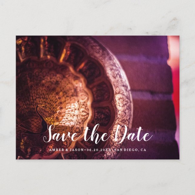 Custom Photograph Indian wedding Save the Date Announcement Postcard (Front)