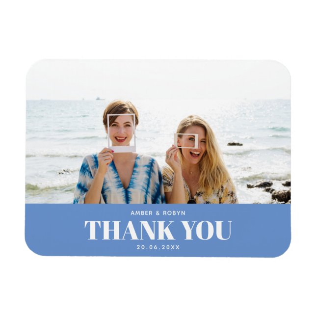 Custom Photograph romantic modern Thank you Magnet (Horizontal)
