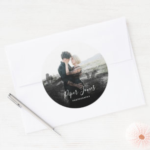 Custom Photography Black Abstract Photographer Cla Classic Round Sticker