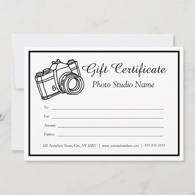 Custom Photography Gift Certificate Template  (Front)