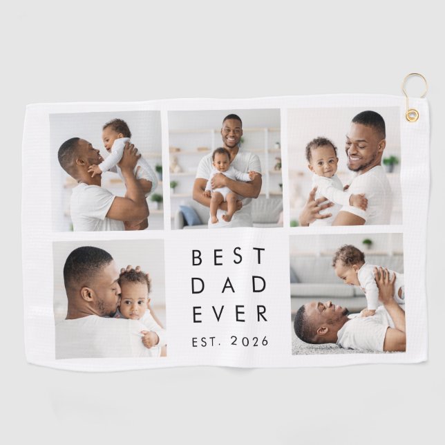 Custom Photos Best Dad Ever Golf Towel (Horizontal)