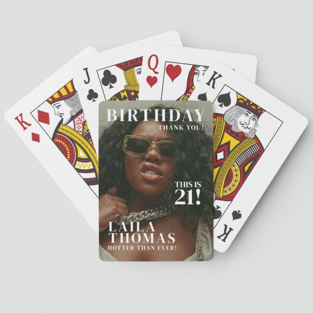 Custom Photos Birthday Party Magazine Cover Playing Cards (Back)